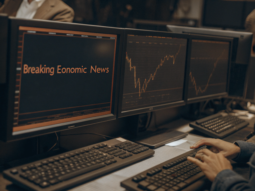 trader-reacting-market-moving-news-and-executing-sell-orders Trader reacting to market-moving news and executing sell orders